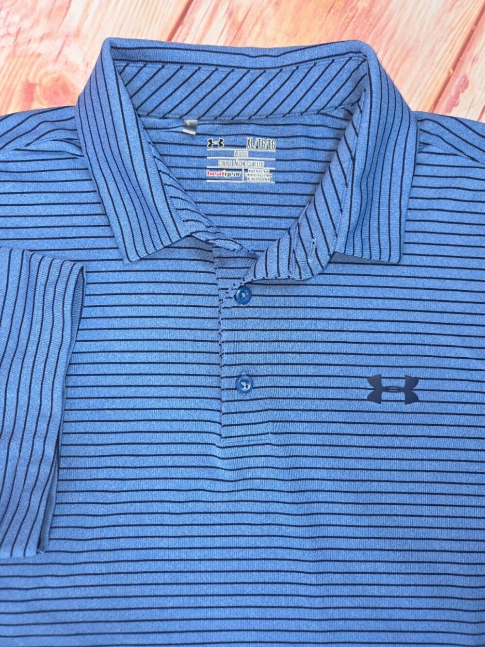 Under Armour Mens HeatGear Blue Striped Polo Size XL